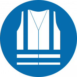 Anti-slip floor pictogram: “Safety Vest Required”