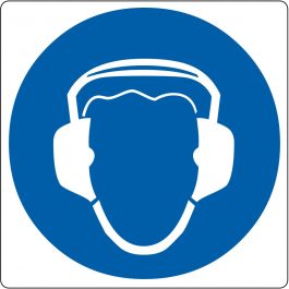 Floor pictogram for “Hearing Protection Required”
