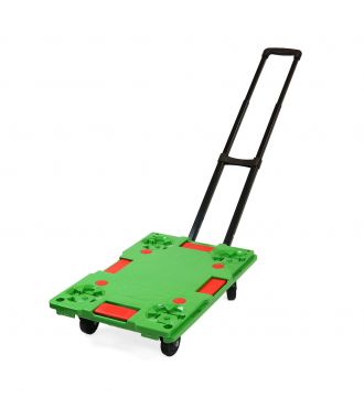 Plastic platform trolley with collapsible handlebar, 150 kg load capacity